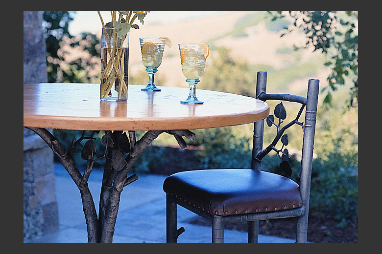 matching chair and table set from Hammerton's Log and Timber collection