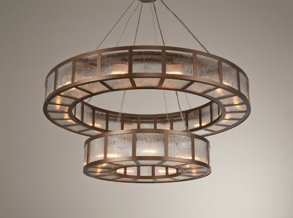 A glass ring chandelier. 