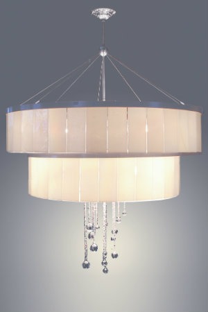 This double drum fixture sparkles with glass and metal and is ideal for a space requiring a glamorous, feminine touch.