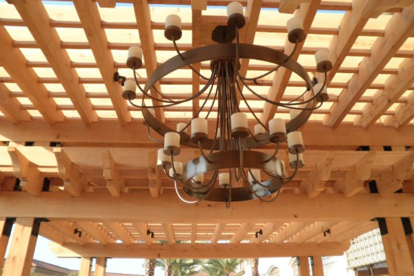 A large fixture from our Chateau Collection provides the right amount of lighting for an expansive outdoor area.