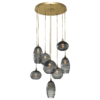 Misto Round Multi-Port Chandelier with smoke glass shades and exposed incandescent bulbs