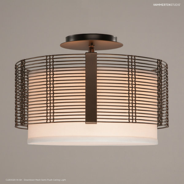 Embrace an industrial-chic look with a semi-flush ceiling chandelier from Hammerton Studio's Downtown Mesh Collection.