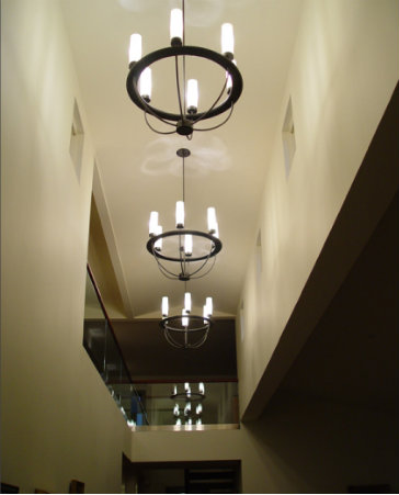 A row of contemporary light fixtures