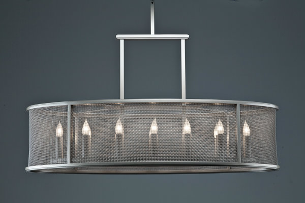  This candle light chandelier's trendy industrial vibe is enhanced by a stainless steel finish and a stunning mesh shade. 