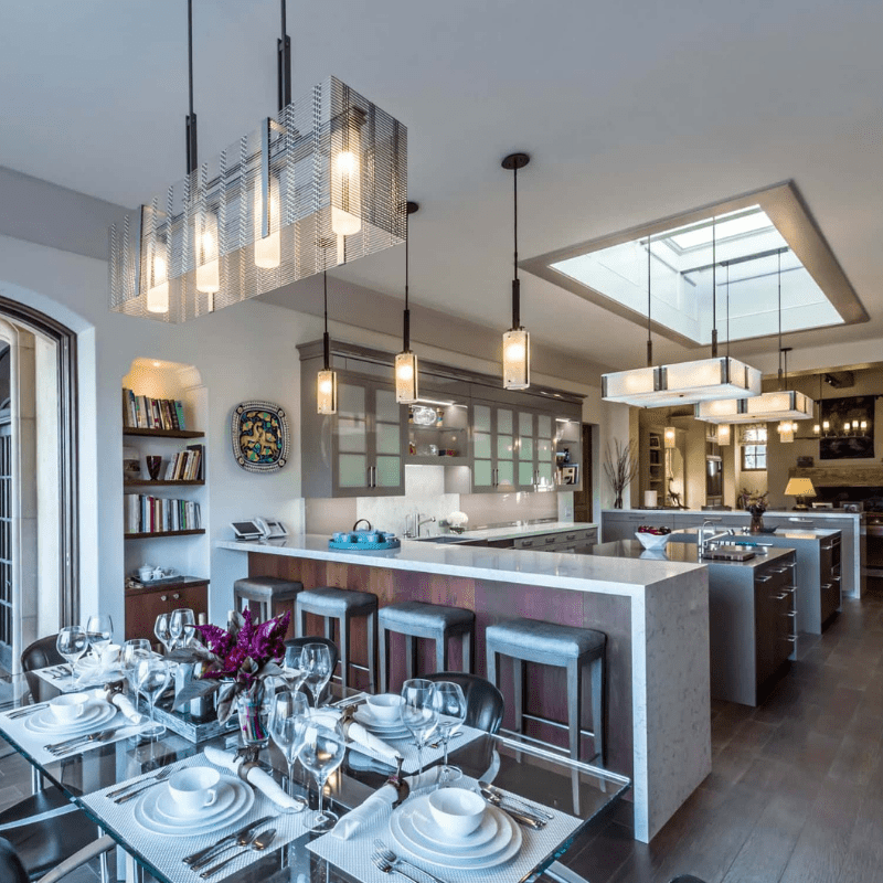 contemporary modern and industrial lighting for the dining room and kitchen