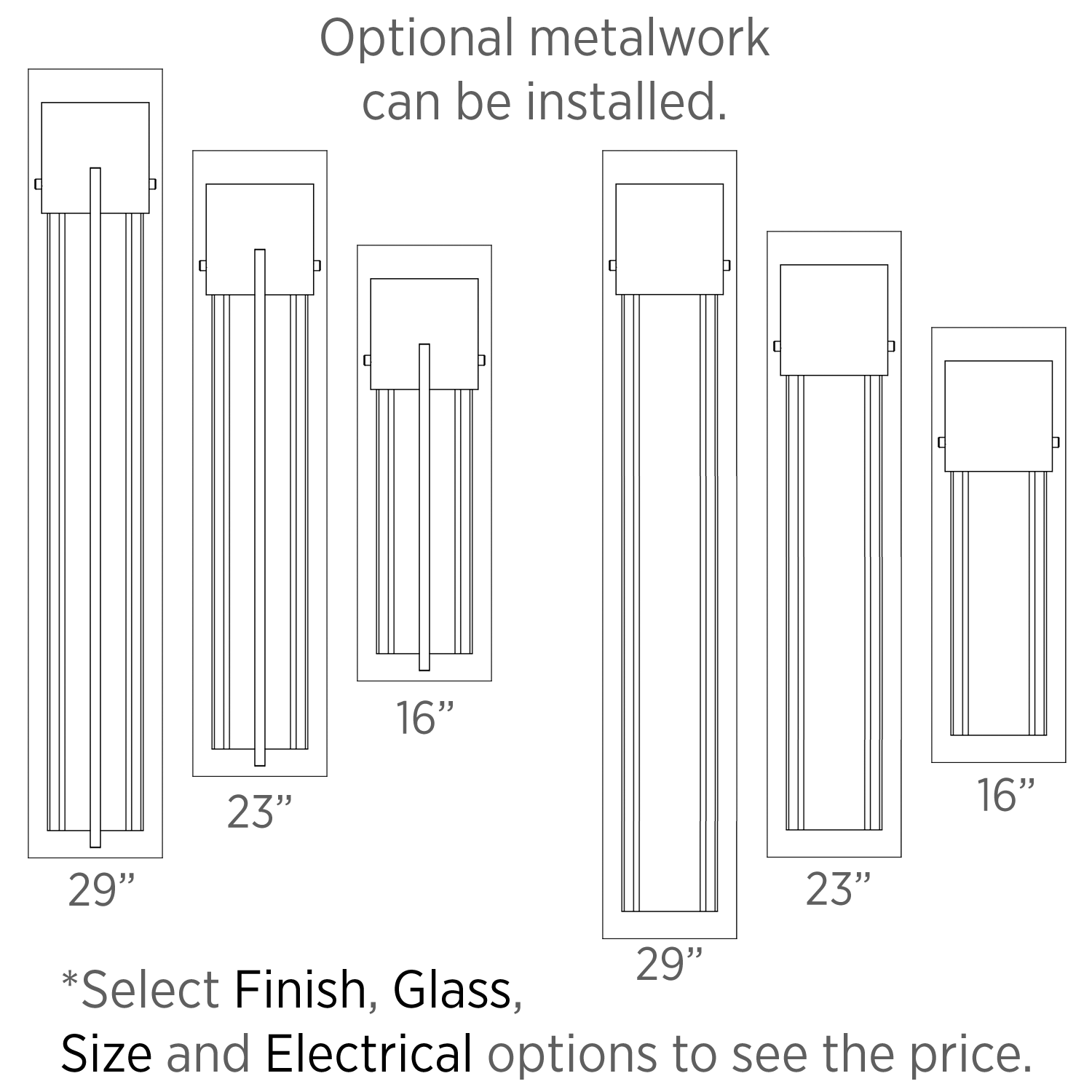 Outdoor Half Square Sconce ODB0055-SS size and metalwork explanation