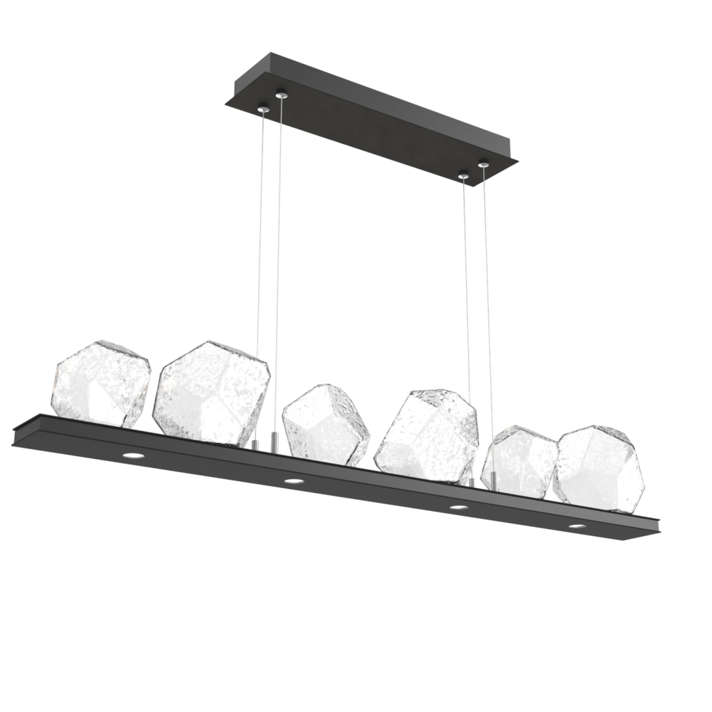 Hammerton Studio Gem Linear Chandelier PLB0039-0B-MB-GC in Matte Black, Clear Glass