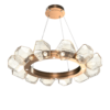 Hammerton Studio Gem Radial Ring Chandelier CHB0039-36-RB-A in Rubbed Bronze, Amber Glass