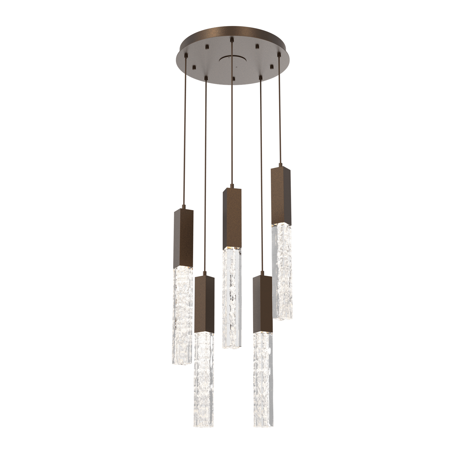 CHB0060-05-FB-GC-Hammerton-Studio-Axis-5-Light-Pendant-Chandelier-with-Flat-Bronze-finish-and-clear-cast-glass-and-LED-lamping