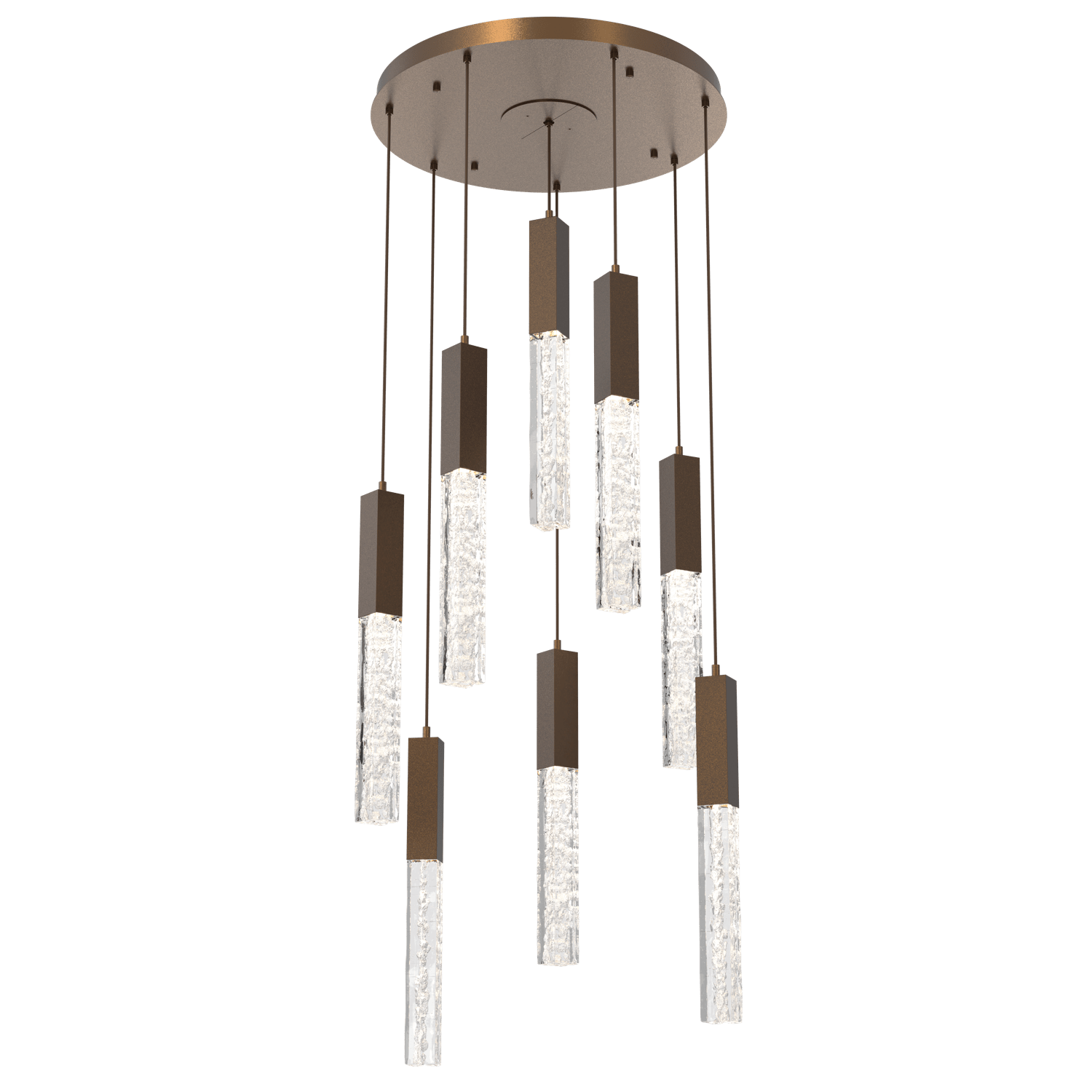 CHB0060-08-FB-GC-Hammerton-Studio-Axis-8-Light-Pendant-Chandelier-with-Flat-Bronze-finish-and-clear-cast-glass-and-LED-lamping