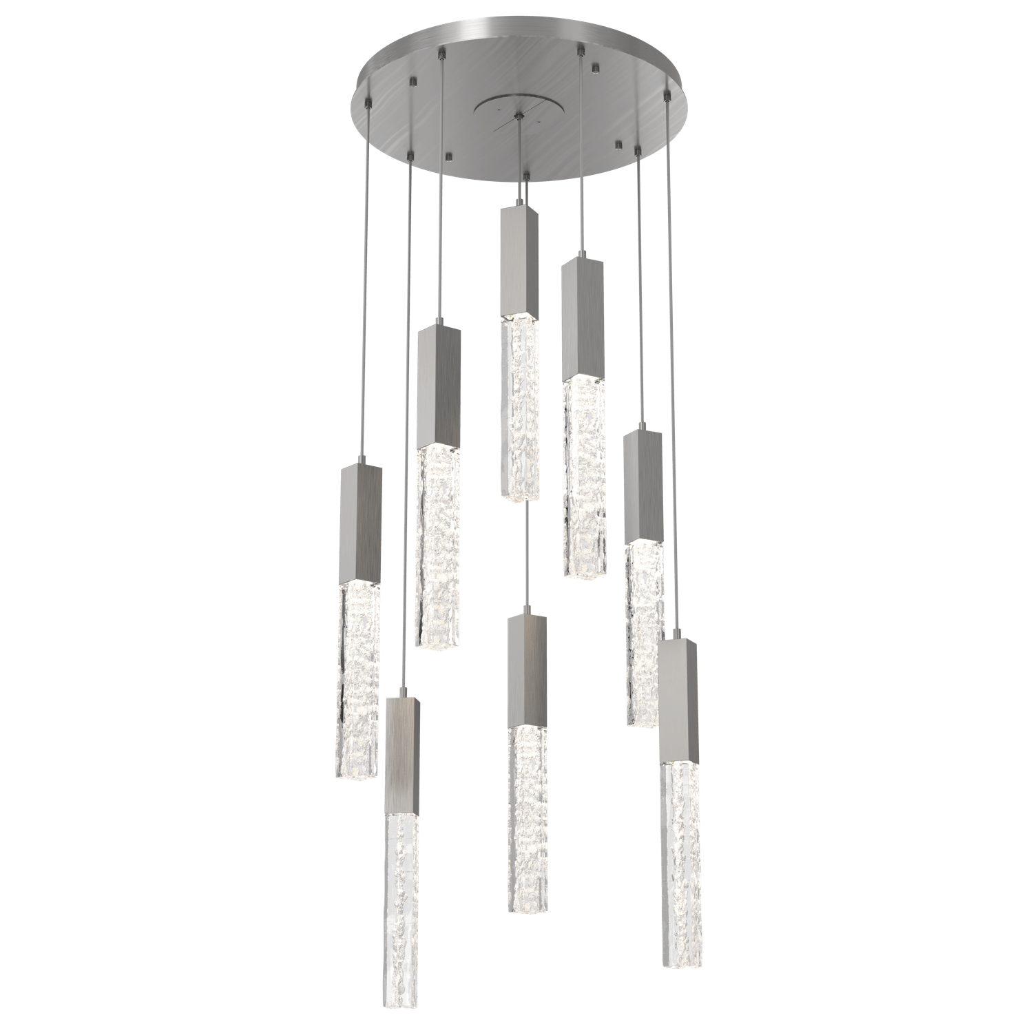 CHB0060-08-SN-GC-Hammerton-Studio-Axis-8-Light-Pendant-Chandelier-with-Satin-Nickel-finish-and-clear-cast-glass-and-LED-lamping
