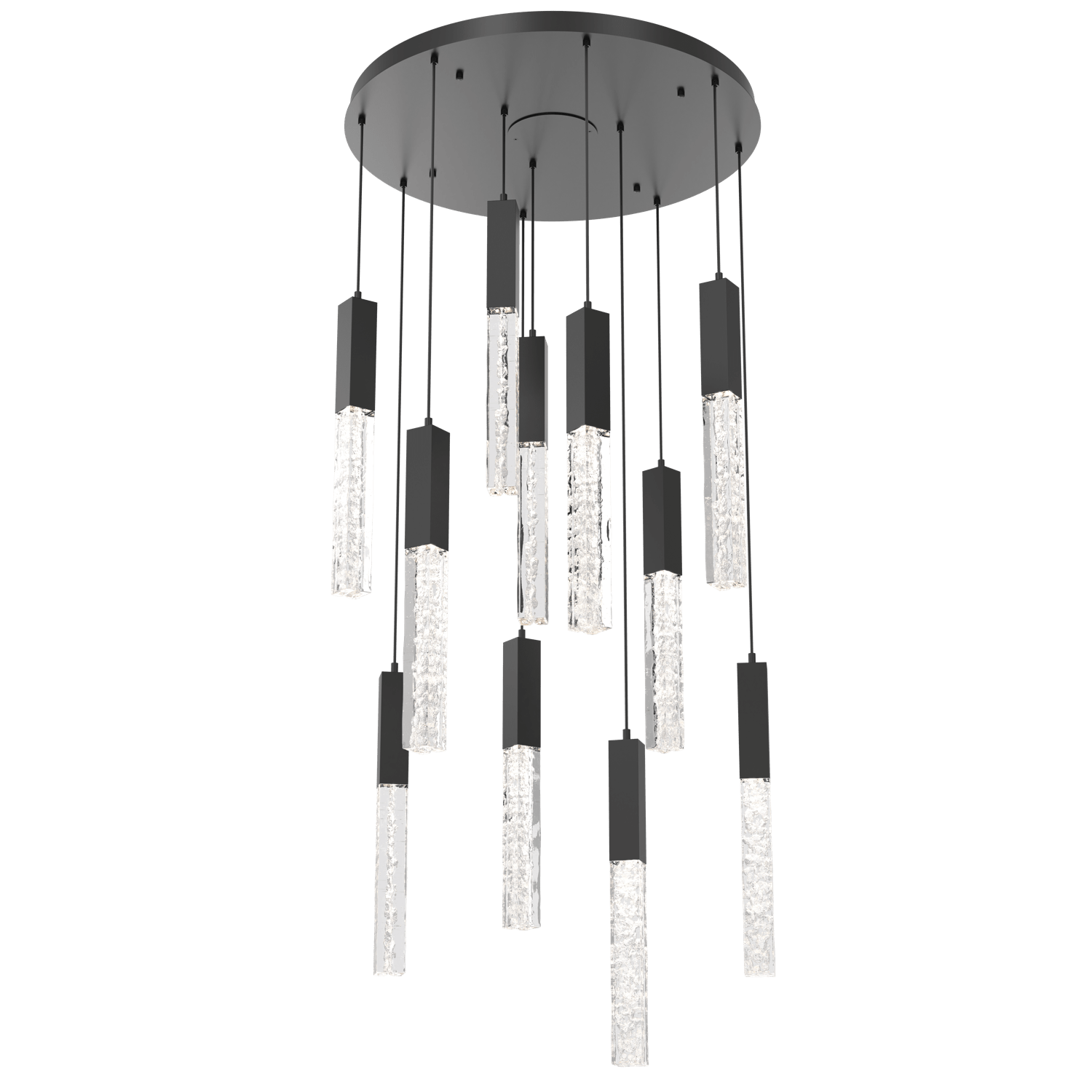 CHB0060-11-MB-GC-Hammerton-Studio-Axis-11-Light-Pendant-Chandelier-with-Matte-Black-finish-and-clear-cast-glass-and-LED-lamping