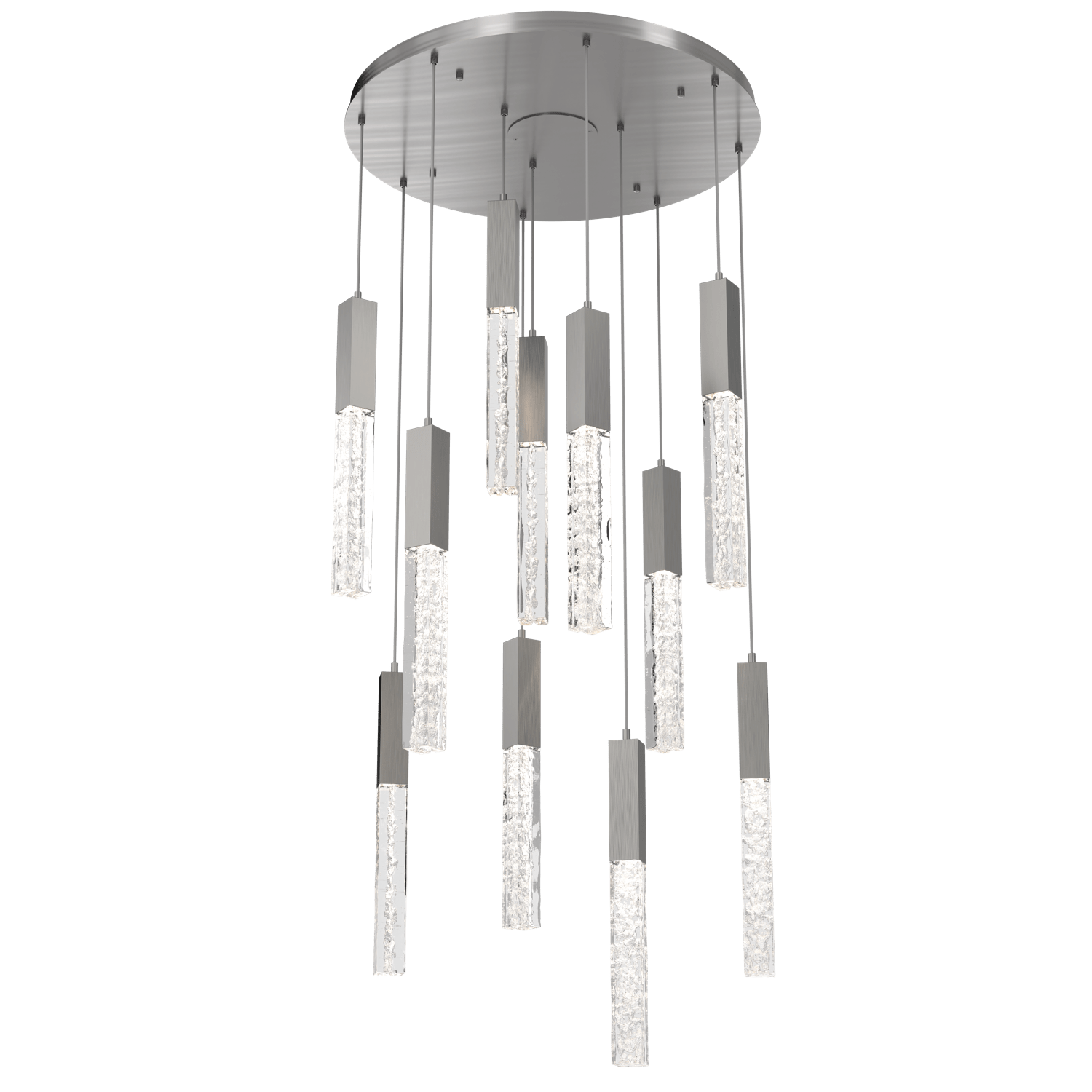 CHB0060-11-SN-GC-Hammerton-Studio-Axis-11-Light-Pendant-Chandelier-with-Satin-Nickel-finish-and-clear-cast-glass-and-LED-lamping