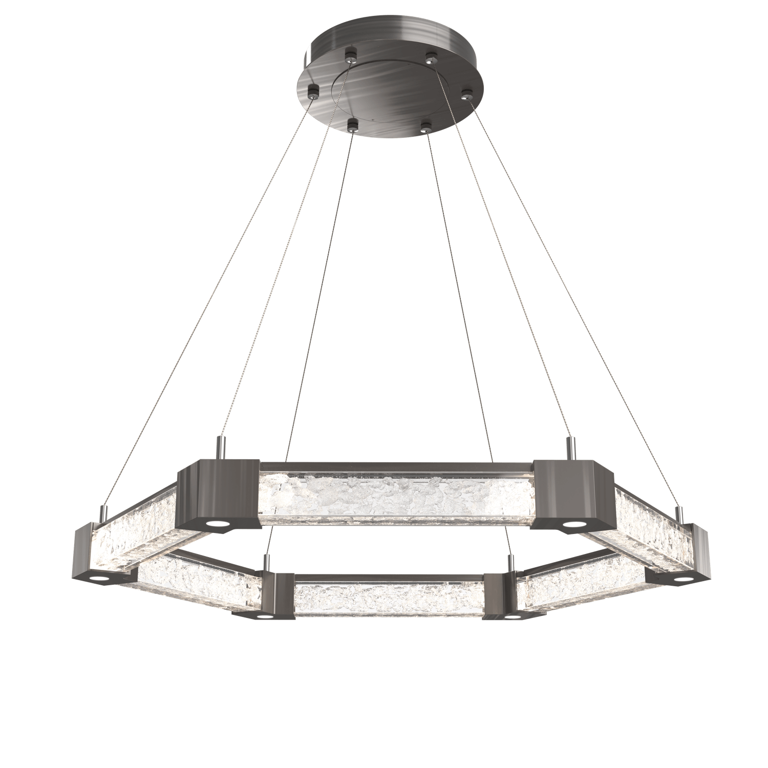 CHB0060-35-GM-GC-Hammerton-Studio-Axis-Hexagonal-Ring-Chandelier-with-Gunmetal-finish-and-clear-cast-glass-and-LED-lamping