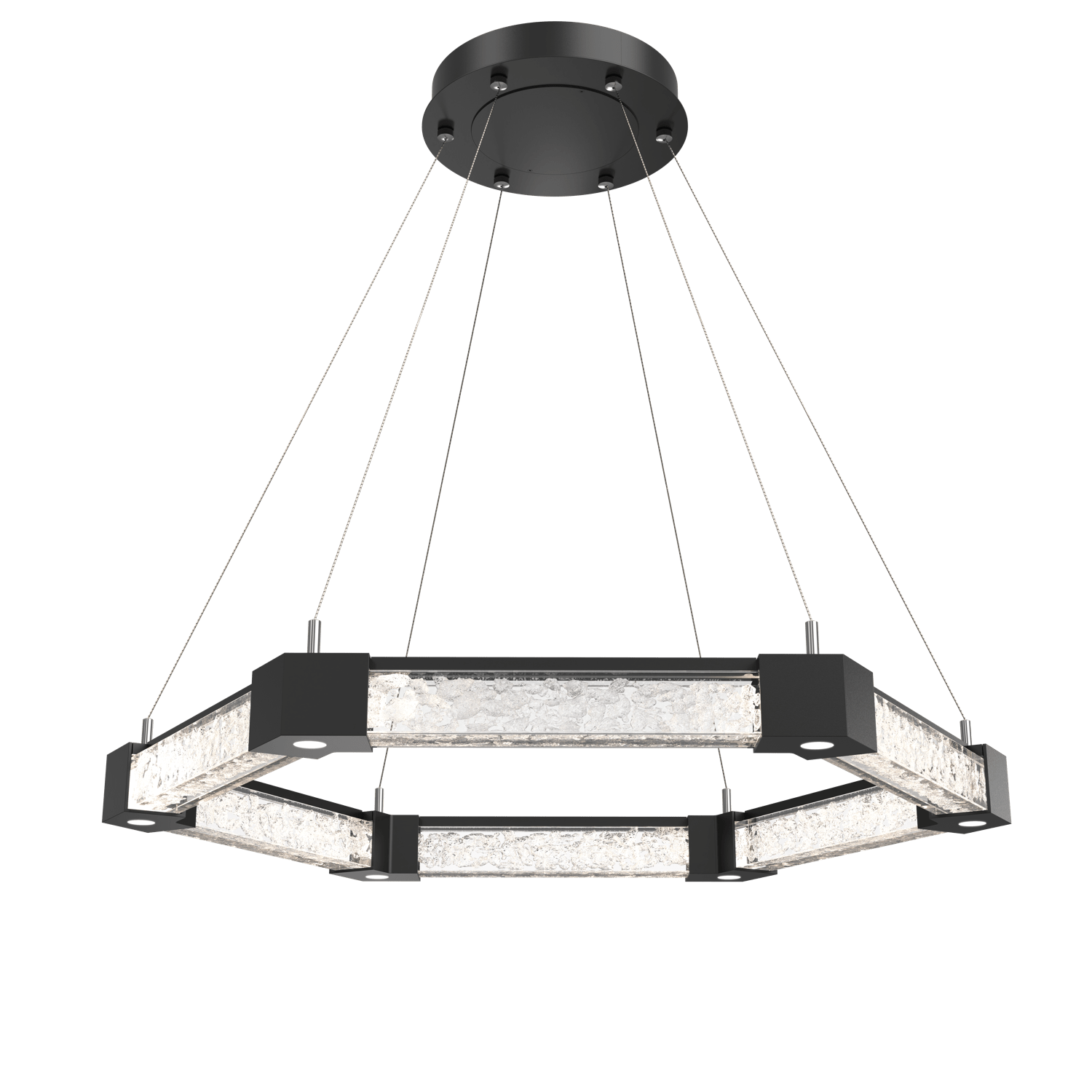 CHB0060-35-MB-GC-Hammerton-Studio-Axis-Hexagonal-Ring-Chandelier-with-Matte-Black-finish-and-clear-cast-glass-and-LED-lamping