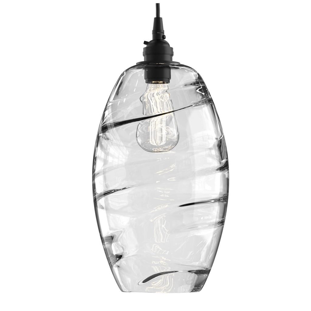 Hammerton Studio Ellisse Pendant Light LAB0035-01-MB-OC Black casing and clear glass