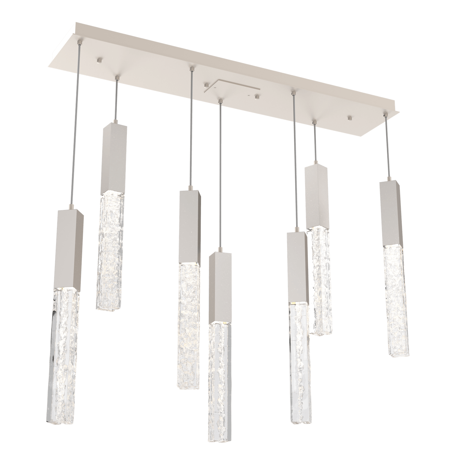 PLB0060-07-BS-GC-Hammerton-Studio-Axis-7-Light-Linear-Pendant-Chandelier-with-Metallic-Beige-Silver-finish-and-clear-cast-glass-and-LED-lamping
