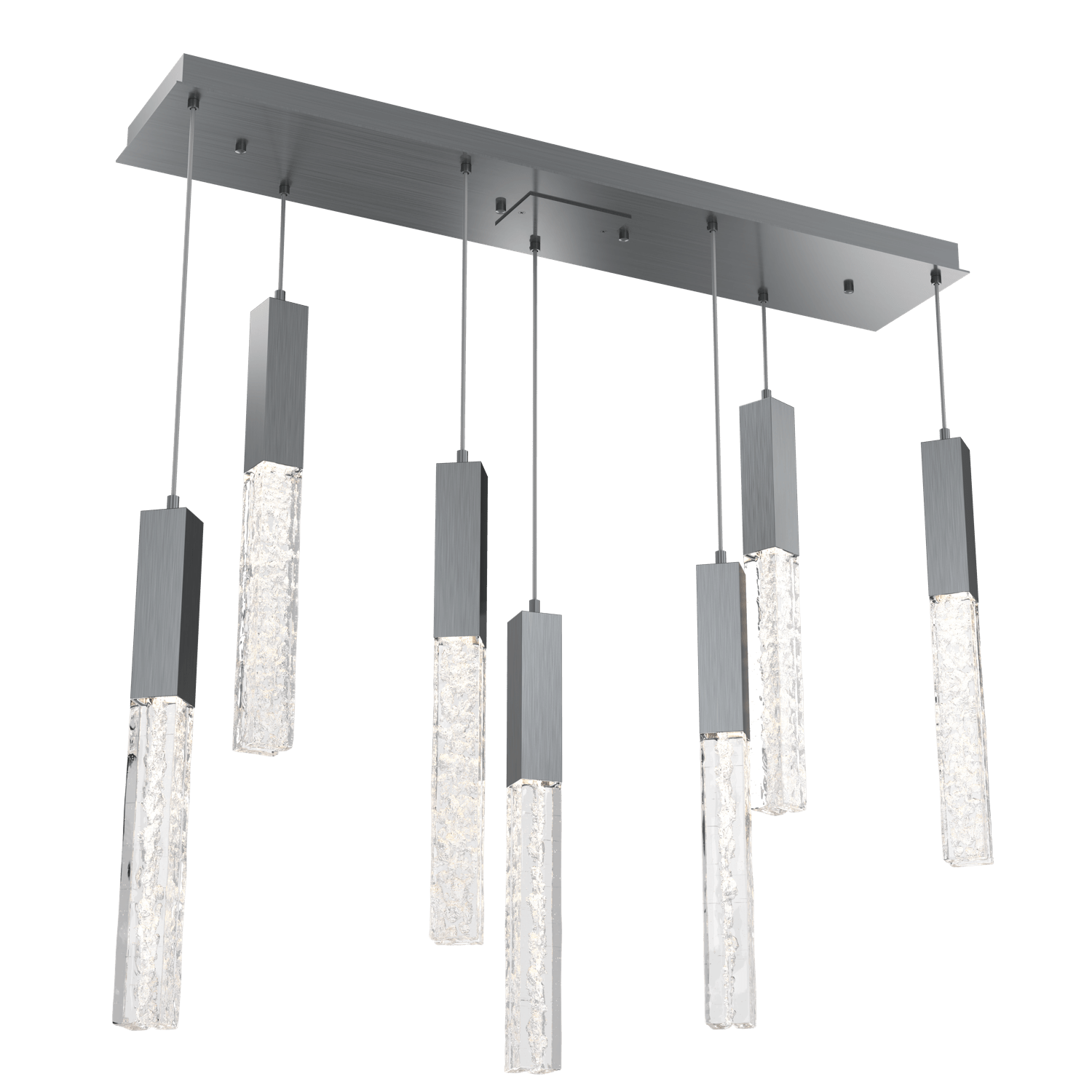 PLB0060-07-GM-GC-Hammerton-Studio-Axis-7-Light-Linear-Pendant-Chandelier-with-Gunmetal-finish-and-clear-cast-glass-and-LED-lamping