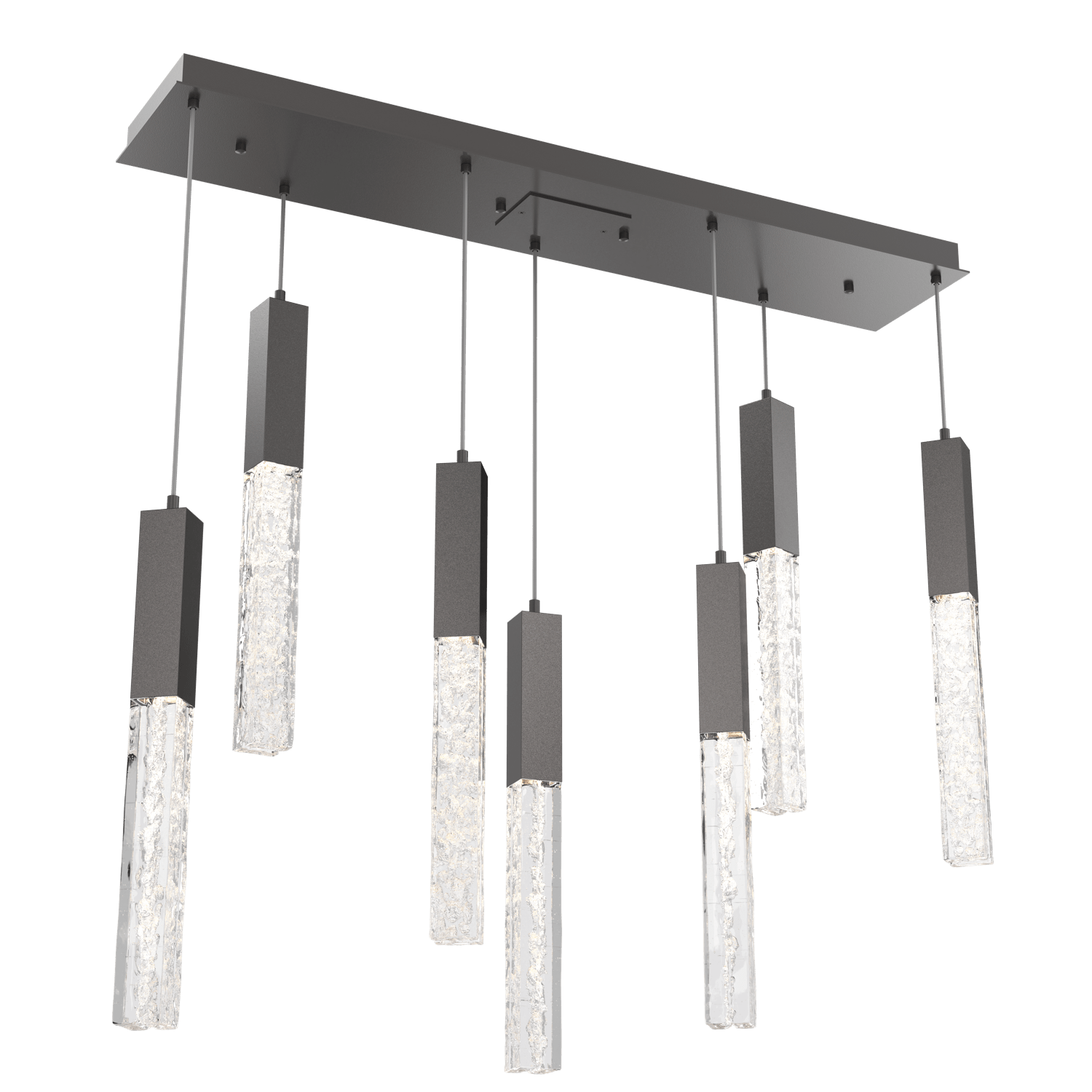 PLB0060-07-GP-GC-Hammerton-Studio-Axis-7-Light-Linear-Pendant-Chandelier-with-Graphite-finish-and-clear-cast-glass-and-LED-lamping