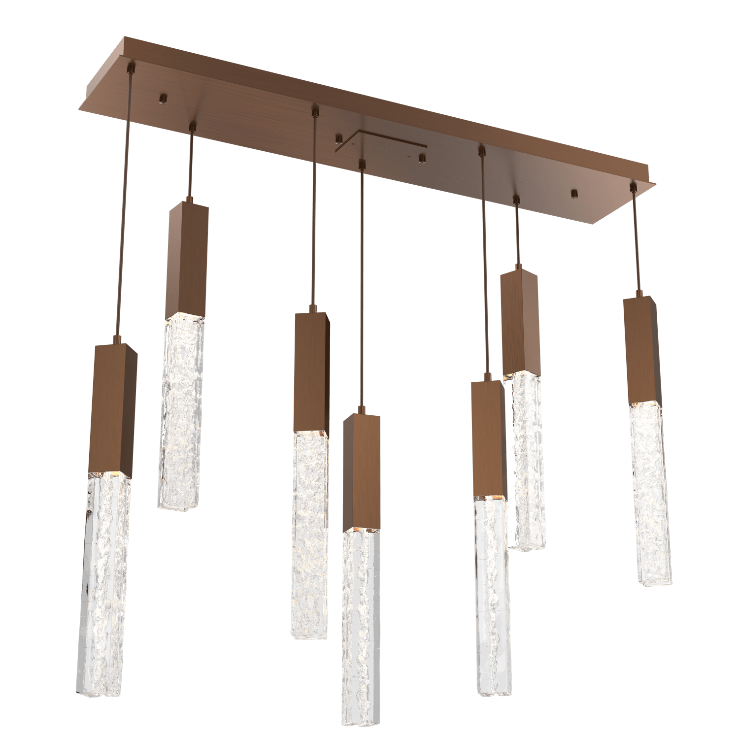 PLB0060-07-RB-GC-Hammerton-Studio-Axis-7-Light-Linear-Pendant-Chandelier-with-Oil-Rubbed-Bronze-finish-and-clear-cast-glass-and-LED-lamping