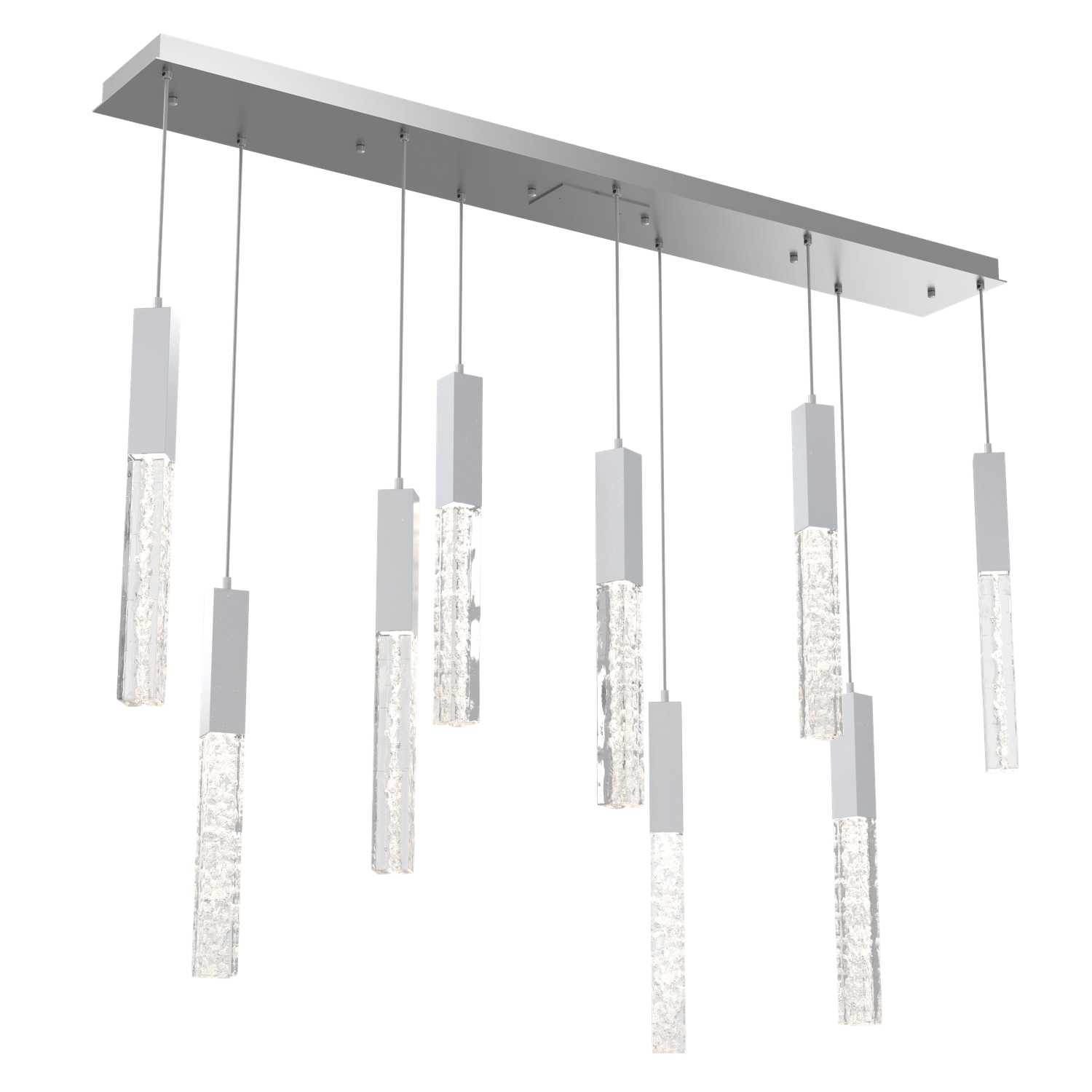 PLB0060-09-CS-GC-Hammerton-Studio-Axis-9-Light-Linear-Pendant-Chandelier-with-Classic-Silver-finish-and-clear-cast-glass-and-LED-lamping