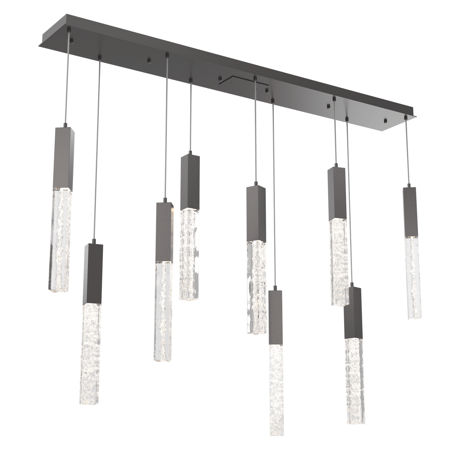 PLB0060-09-GP-GC-Hammerton-Studio-Axis-9-Light-Linear-Pendant-Chandelier-with-Graphite-finish-and-clear-cast-glass-and-LED-lamping