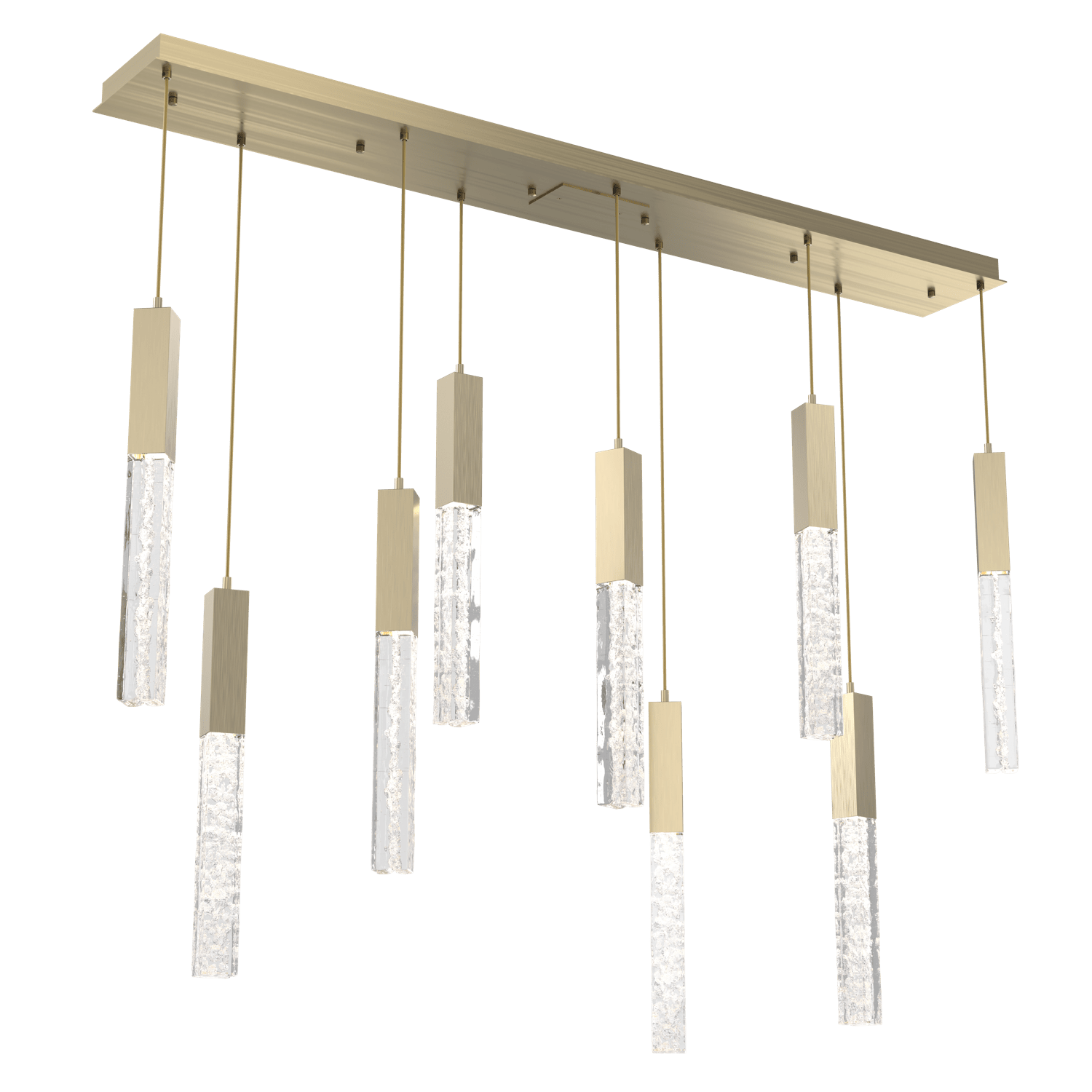 PLB0060-09-HB-GC-Hammerton-Studio-Axis-9-Light-Linear-Pendant-Chandelier-with-Heritage-Brass-finish-and-clear-cast-glass-and-LED-lamping