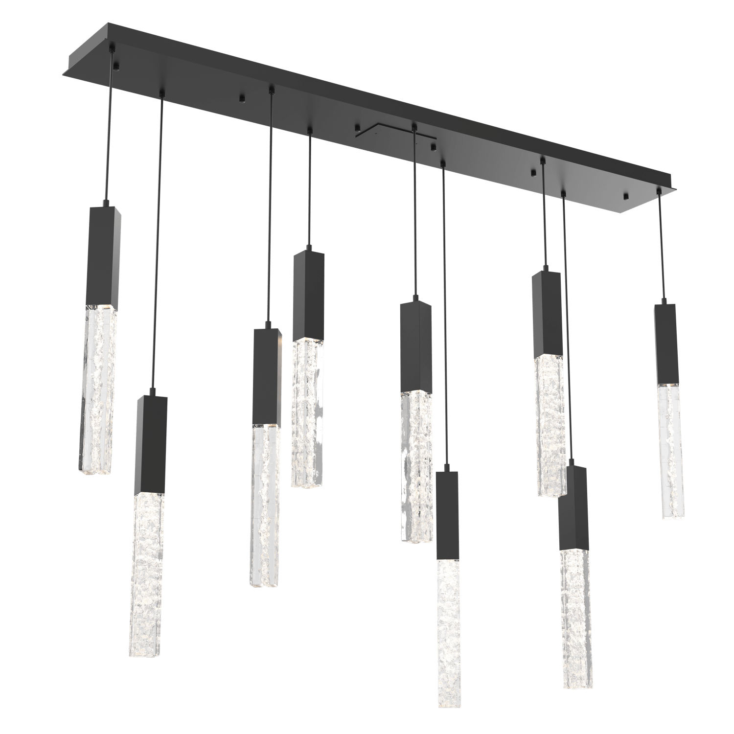 PLB0060-09-MB-GC-Hammerton-Studio-Axis-9-Light-Linear-Pendant-Chandelier-with-Matte-Black-finish-and-clear-cast-glass-and-LED-lamping