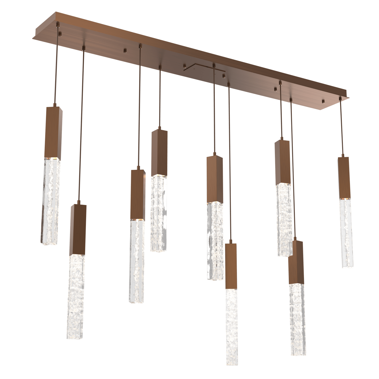 PLB0060-09-RB-GC-Hammerton-Studio-Axis-9-Light-Linear-Pendant-Chandelier-with-Oil-Rubbed-Bronze-finish-and-clear-cast-glass-and-LED-lamping