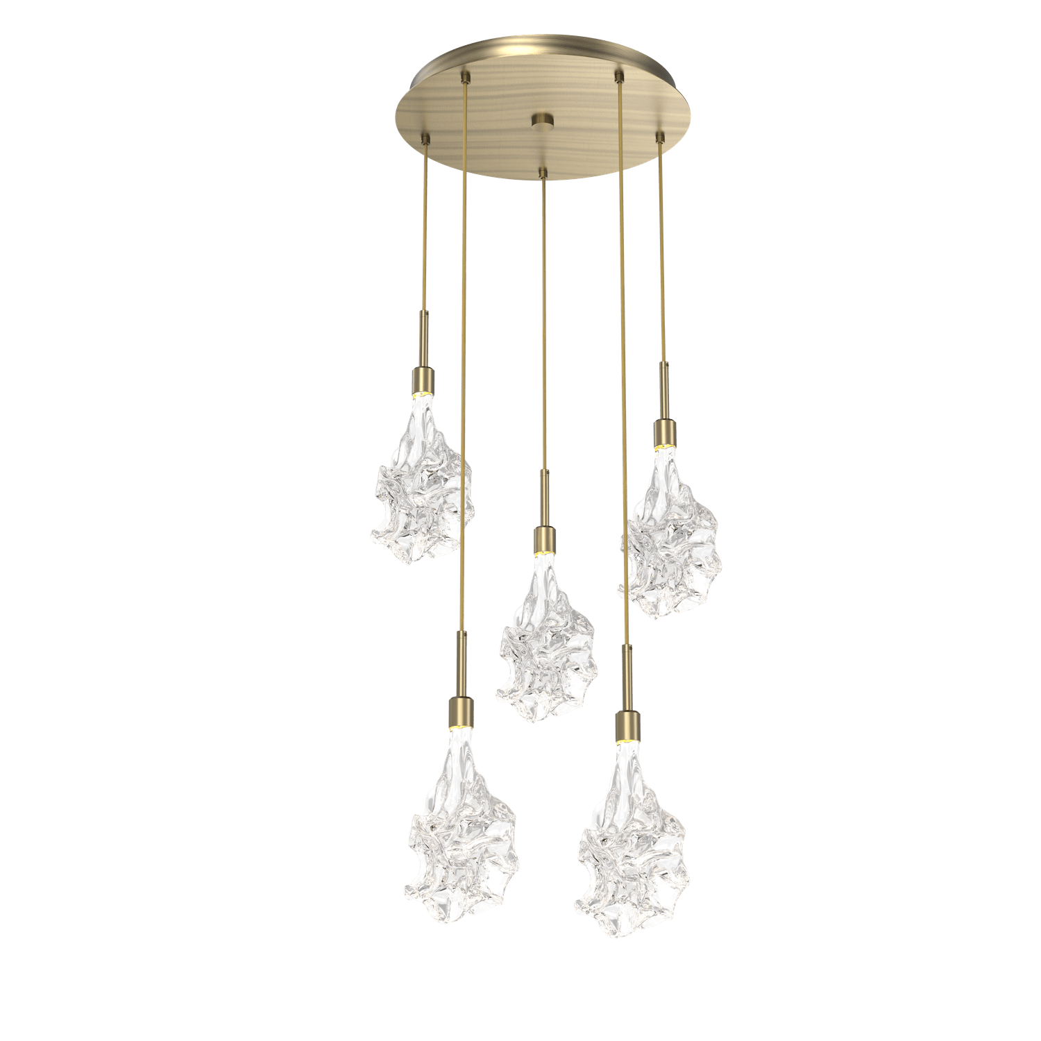 CHB0059-05-HB-Hammerton-Studio-Blossom-5-light-round-pendant-chandelier-with-heritage-brass-finish-and-clear-handblown-crystal-glass-shades-and-LED-lamping