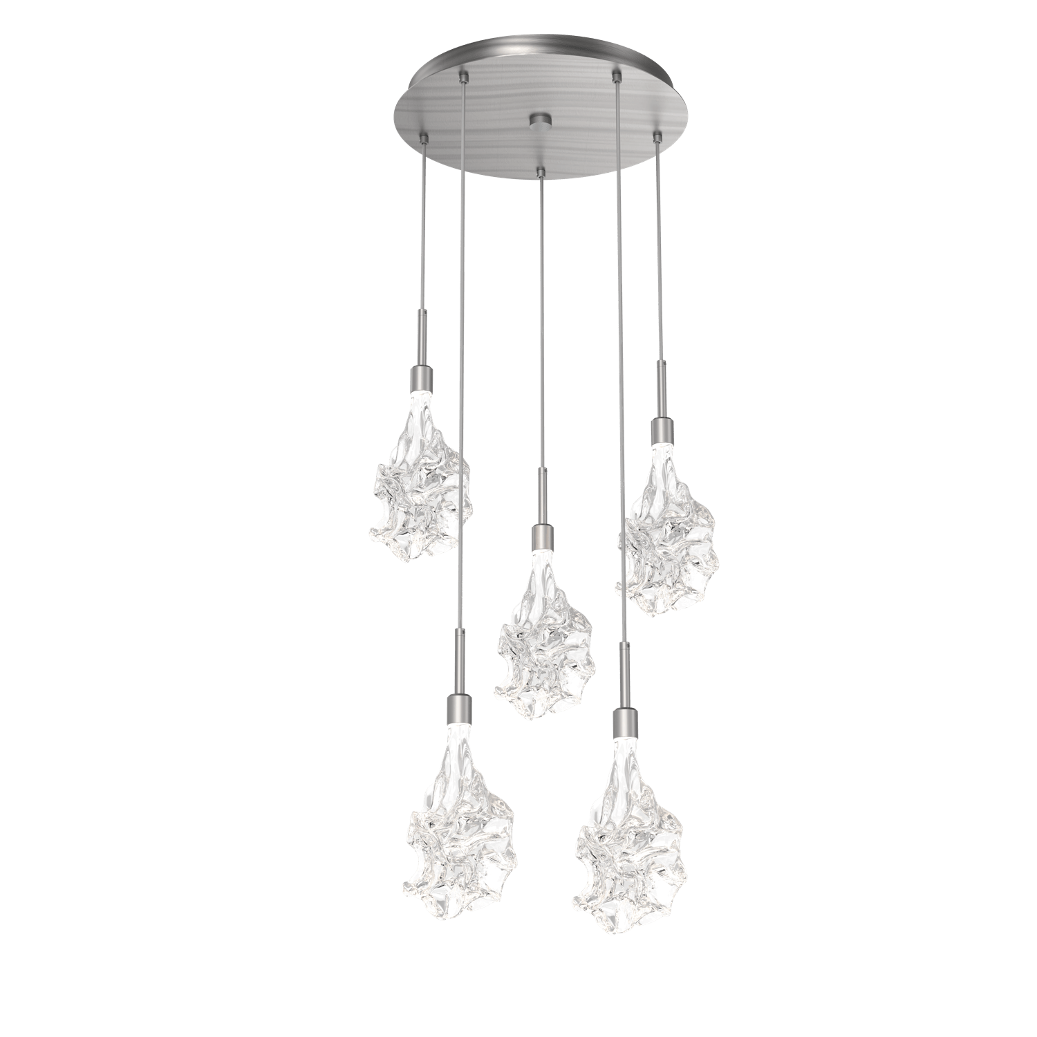 CHB0059-05-SN-Hammerton-Studio-Blossom-5-light-round-pendant-chandelier-with-satin-nickel-finish-and-clear-handblown-crystal-glass-shades-and-LED-lamping