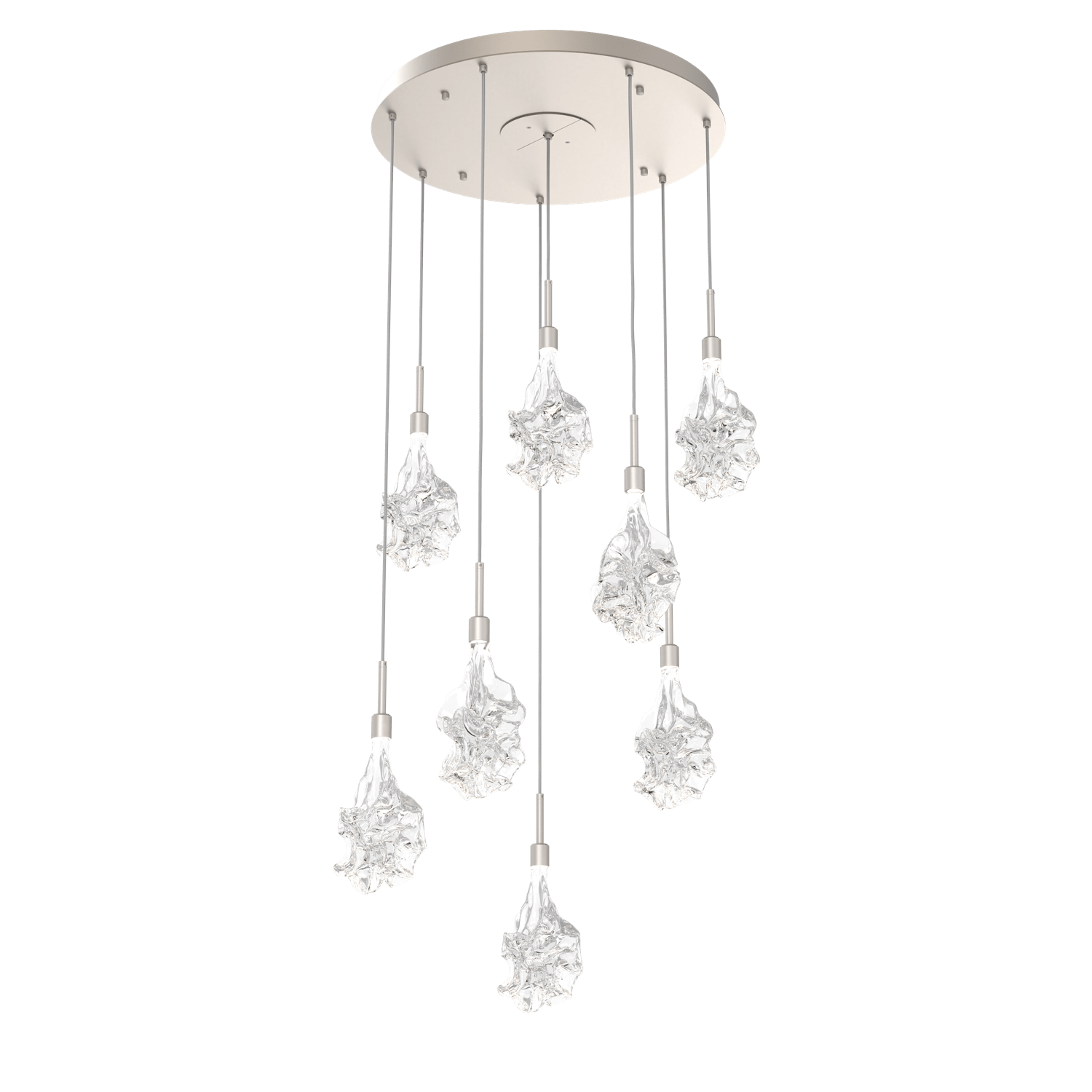 CHB0059-08-BS-Hammerton-Studio-Blossom-8-light-round-pendant-chandelier-with-metallic-beige-silver-finish-and-clear-handblown-crystal-glass-shades-and-LED-lamping