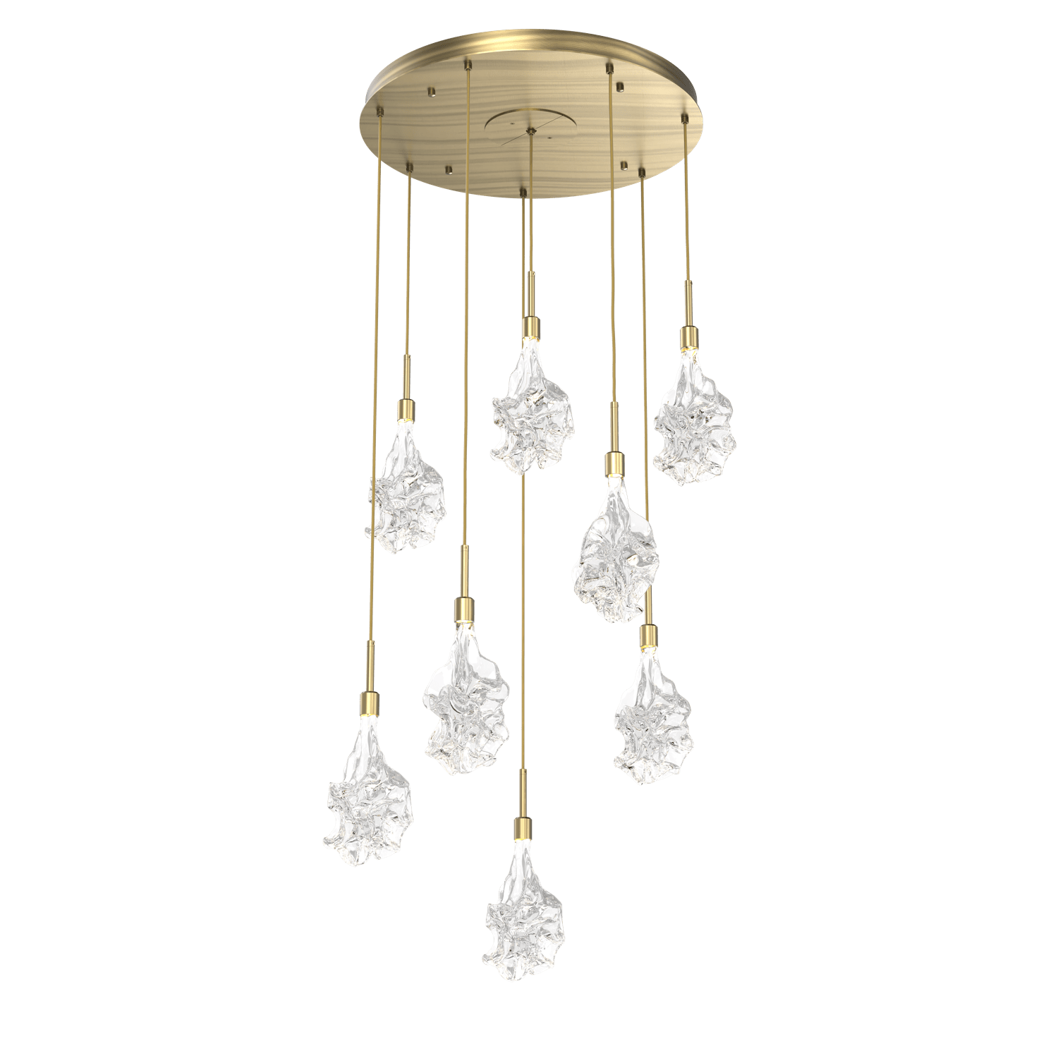 CHB0059-08-HB-Hammerton-Studio-Blossom-8-light-round-pendant-chandelier-with-heritage-brass-finish-and-clear-handblown-crystal-glass-shades-and-LED-lamping