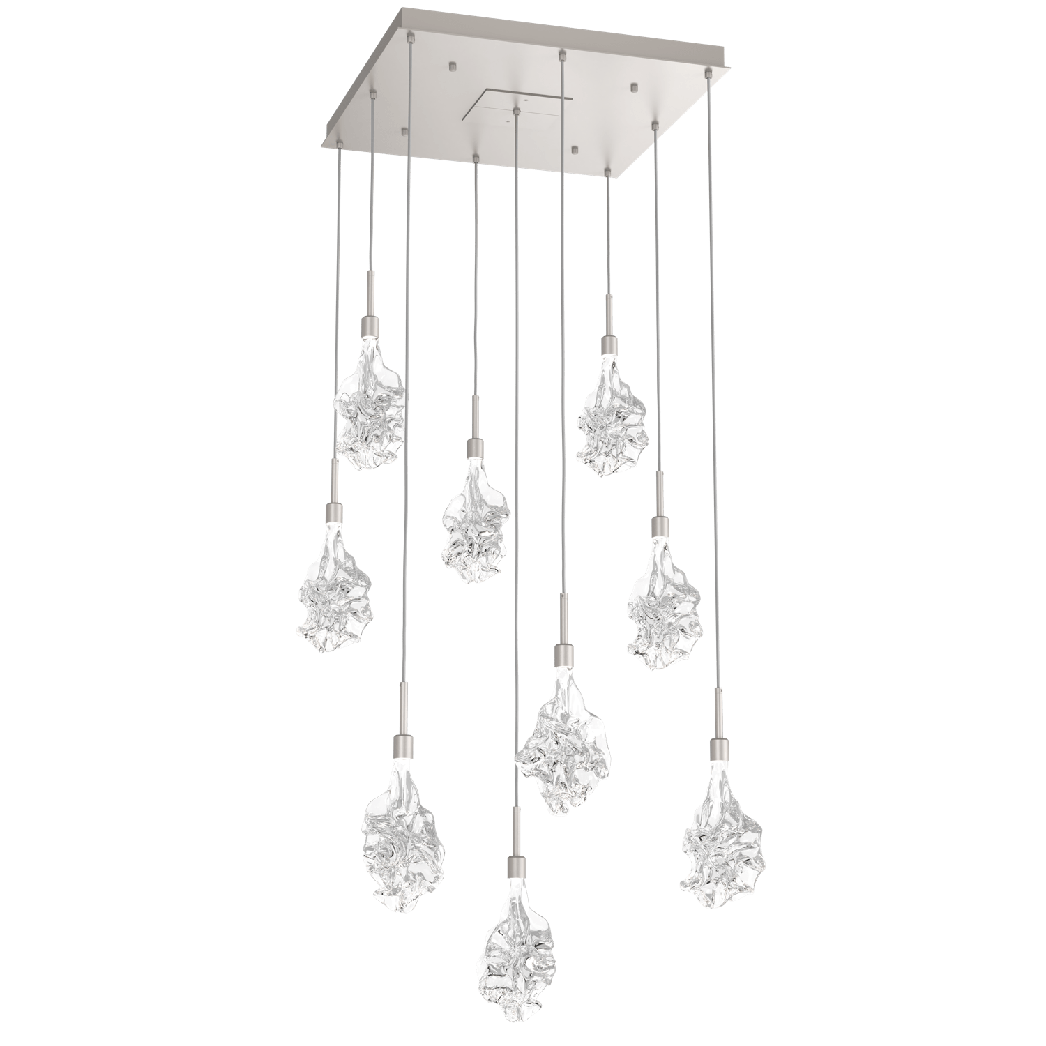 CHB0059-09-BS-Hammerton-Studio-Blossom-9-light-square-pendant-chandelier-with-metallic-beige-silver-finish-and-clear-handblown-crystal-glass-shades-and-LED-lamping
