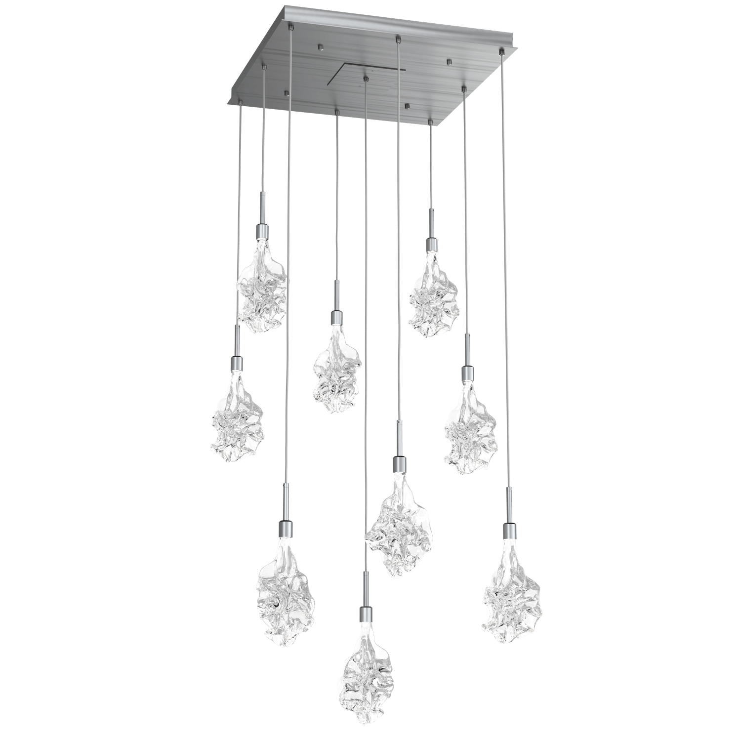CHB0059-09-GM-Hammerton-Studio-Blossom-9-light-square-pendant-chandelier-with-gunmetal-finish-and-clear-handblown-crystal-glass-shades-and-LED-lamping
