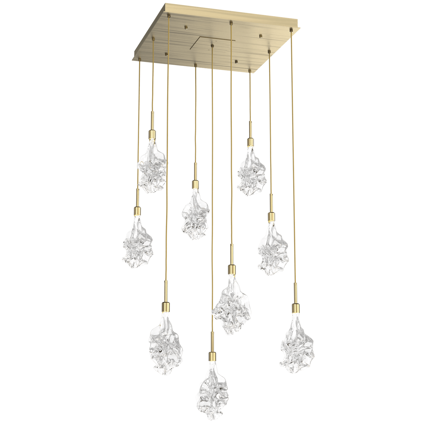 CHB0059-09-HB-Hammerton-Studio-Blossom-9-light-square-pendant-chandelier-with-heritage-brass-finish-and-clear-handblown-crystal-glass-shades-and-LED-lamping