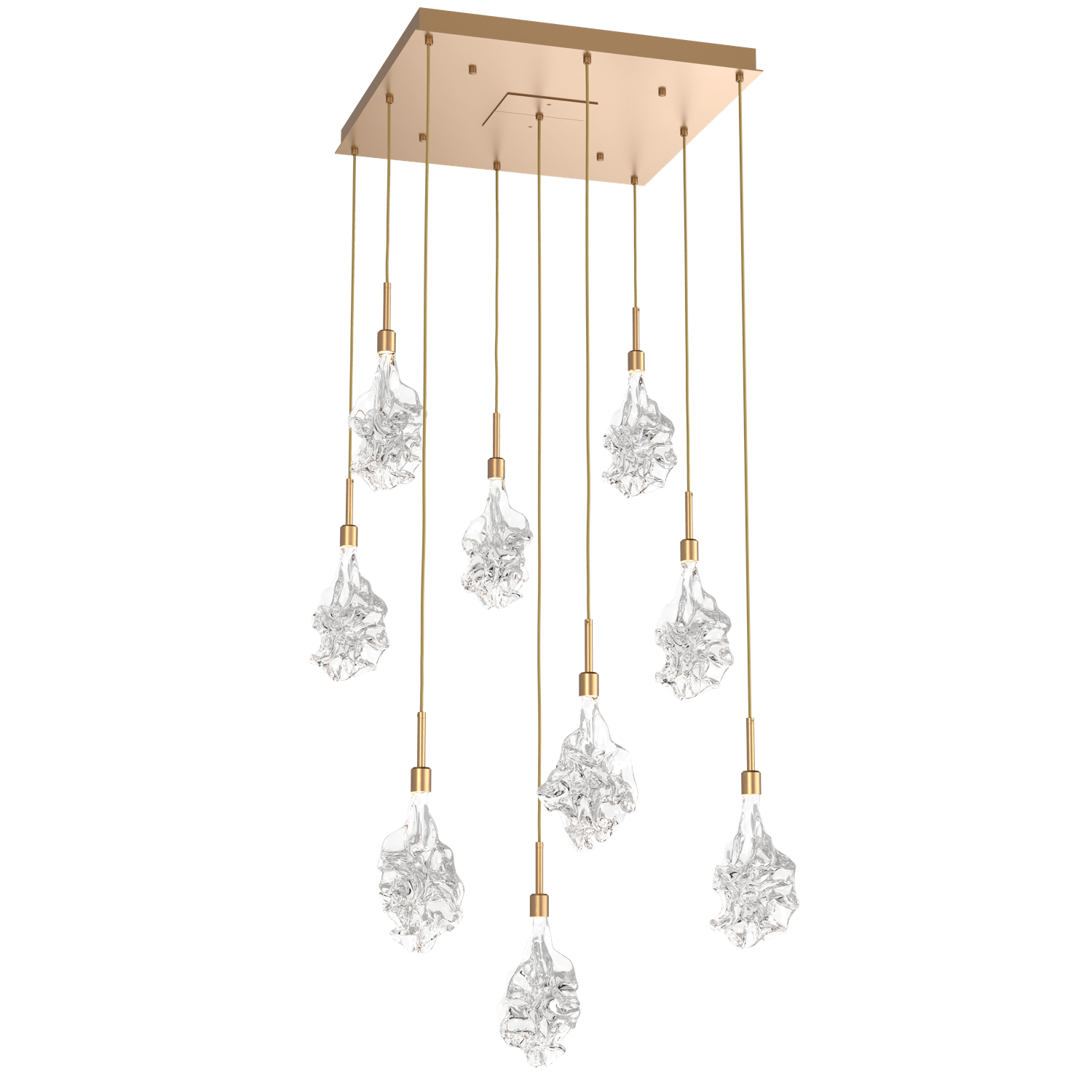 CHB0059-09-NB-Hammerton-Studio-Blossom-9-light-square-pendant-chandelier-with-novel-brass-finish-and-clear-handblown-crystal-glass-shades-and-LED-lamping