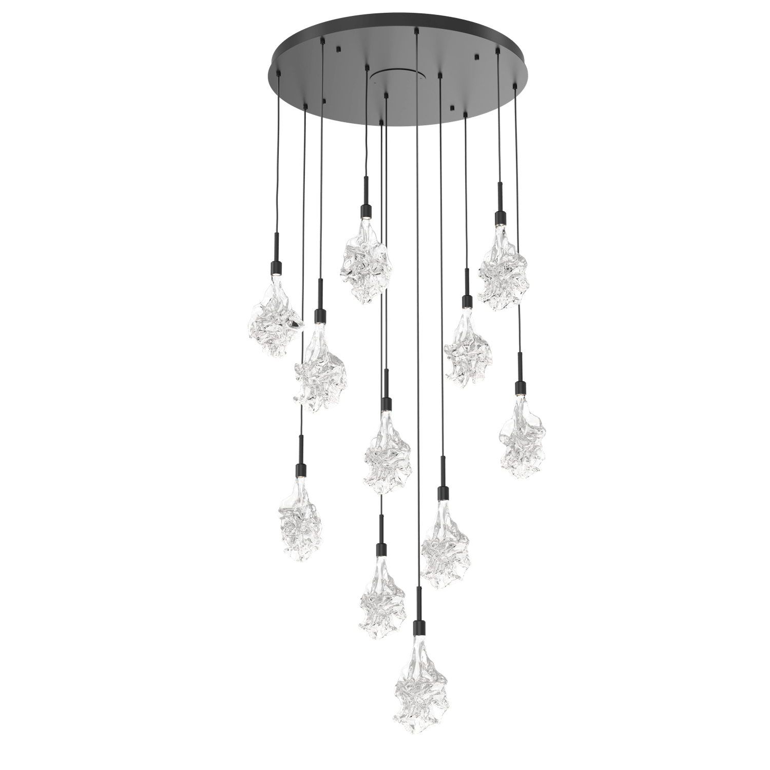 CHB0059-11-MB-Hammerton-Studio-Blossom-11-light-round-pendant-chandelier-with-matte-black-finish-and-clear-handblown-crystal-glass-shades-and-LED-lamping