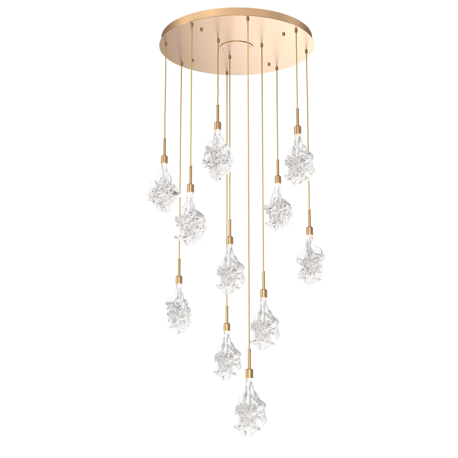 CHB0059-11-NB-Hammerton-Studio-Blossom-11-light-round-pendant-chandelier-with-novel-brass-finish-and-clear-handblown-crystal-glass-shades-and-LED-lamping