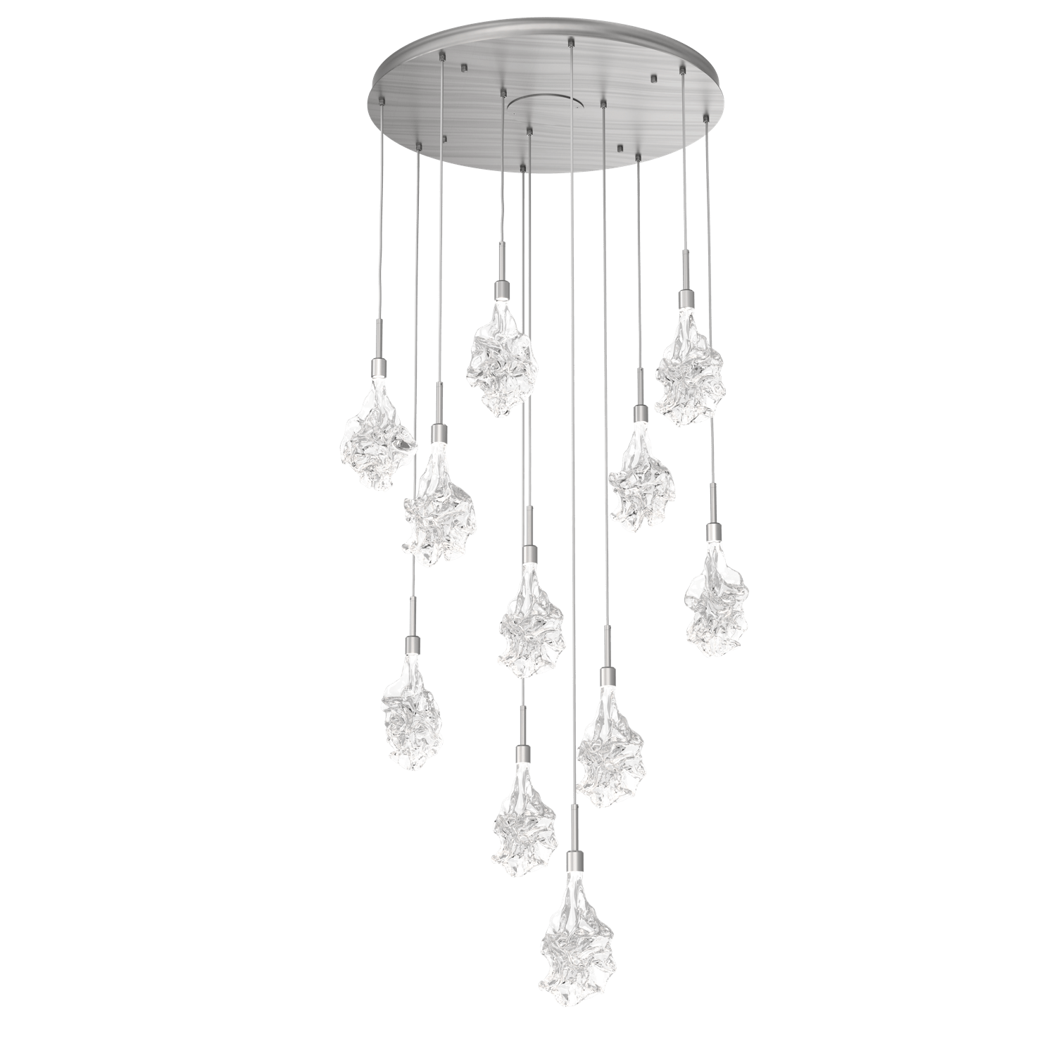 CHB0059-11-SN-Hammerton-Studio-Blossom-11-light-round-pendant-chandelier-with-satin-nickel-finish-and-clear-handblown-crystal-glass-shades-and-LED-lamping