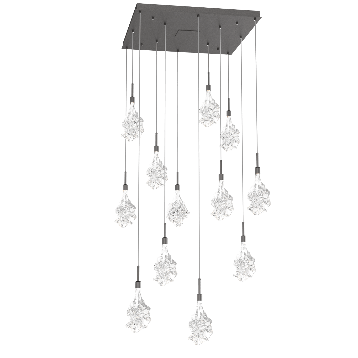 CHB0059-12-GP-Hammerton-Studio-Blossom-12-light-square-pendant-chandelier-with-graphite-finish-and-clear-handblown-crystal-glass-shades-and-LED-lamping