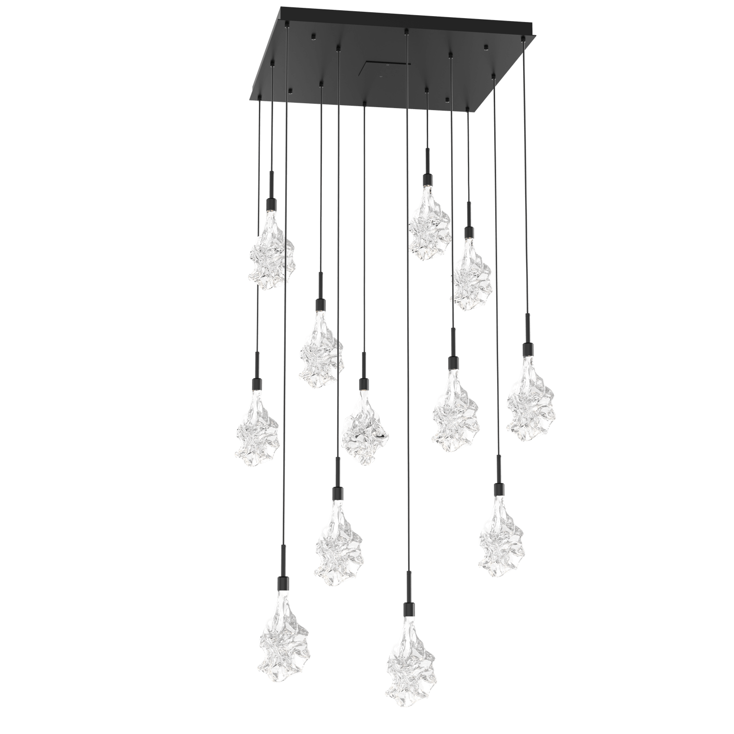 CHB0059-12-MB-Hammerton-Studio-Blossom-12-light-square-pendant-chandelier-with-matte-black-finish-and-clear-handblown-crystal-glass-shades-and-LED-lamping