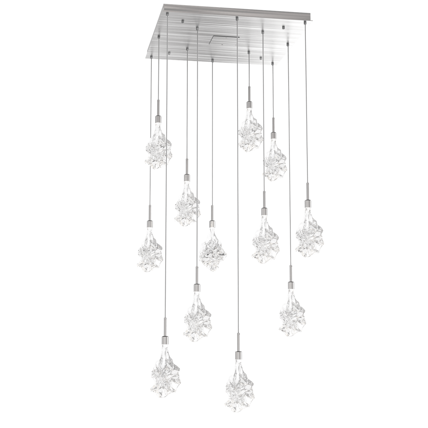 CHB0059-12-SN-Hammerton-Studio-Blossom-12-light-square-pendant-chandelier-with-satin-nickel-finish-and-clear-handblown-crystal-glass-shades-and-LED-lamping