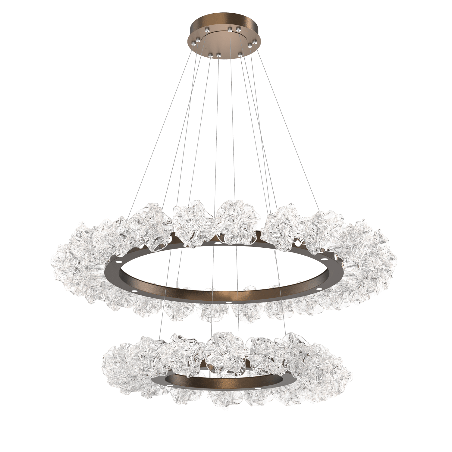CHB0059-2B-FB-Hammerton-Studio-Blossom-50-inch-two-tier-radial-ring-chandelier-with-flat-bronze-finish-and-clear-handblown-crystal-glass-shades-and-LED-lamping