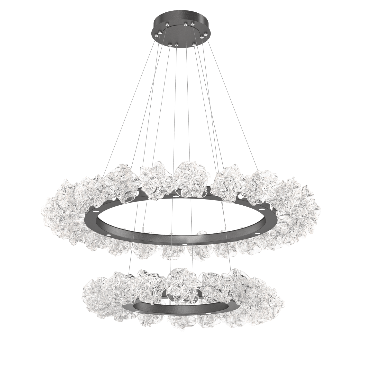 CHB0059-2B-GP-Hammerton-Studio-Blossom-50-inch-two-tier-radial-ring-chandelier-with-graphite-finish-and-clear-handblown-crystal-glass-shades-and-LED-lamping