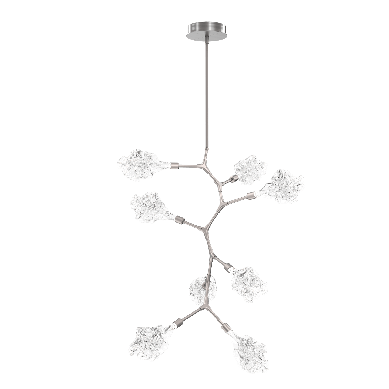 CHB0059-VB-SN-Hammerton-Studio-Blossom-8-light-organic-vine-chandelier-with-satin-nickel-finish-and-clear-handblown-crystal-glass-shades-and-LED-lamping