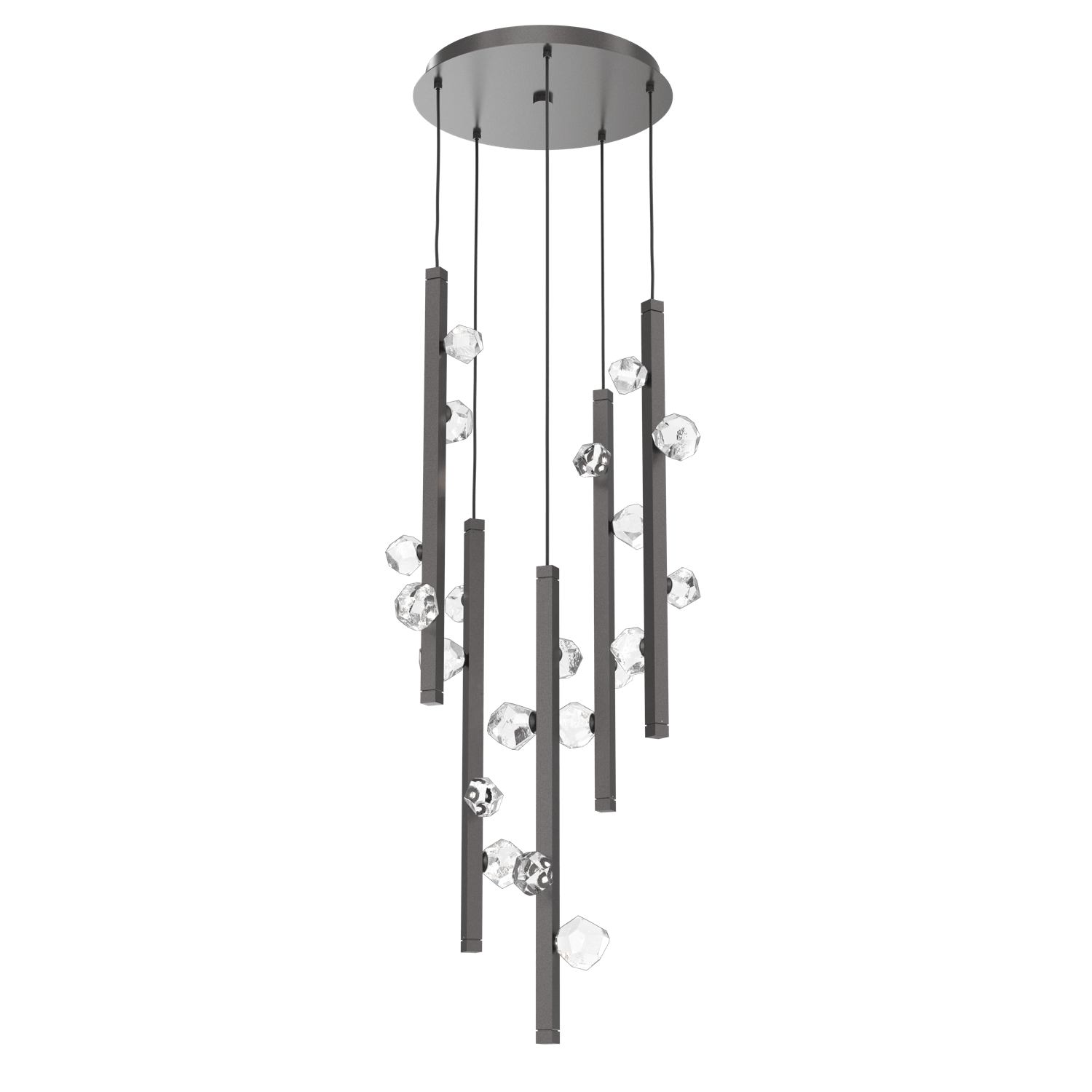 CHB0070-05-GP-Hammerton-Studio-Stella-5-light-round-pendant-chandelier-with-graphite-finish-and-clear-cast-glass-shades-and-LED-lamping
