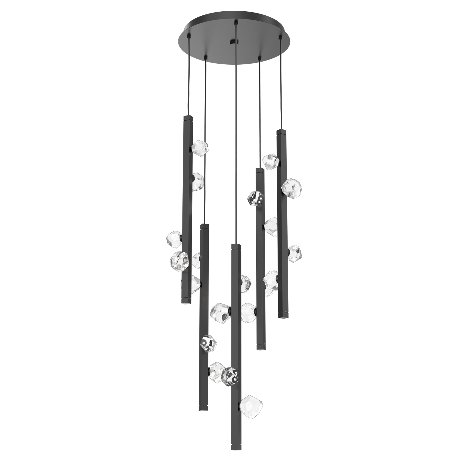 CHB0070-05-MB-Hammerton-Studio-Stella-5-light-round-pendant-chandelier-with-matte-black-finish-and-clear-cast-glass-shades-and-LED-lamping