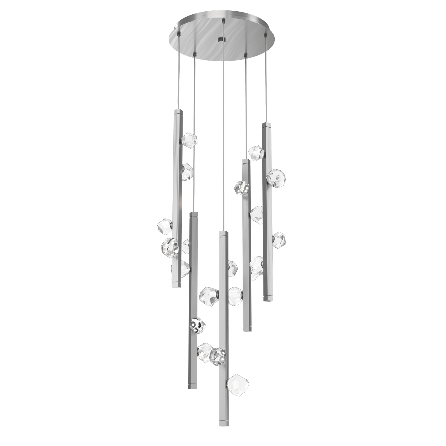 CHB0070-05-SN-Hammerton-Studio-Stella-5-light-round-pendant-chandelier-with-satin-nickel-finish-and-clear-cast-glass-shades-and-LED-lamping