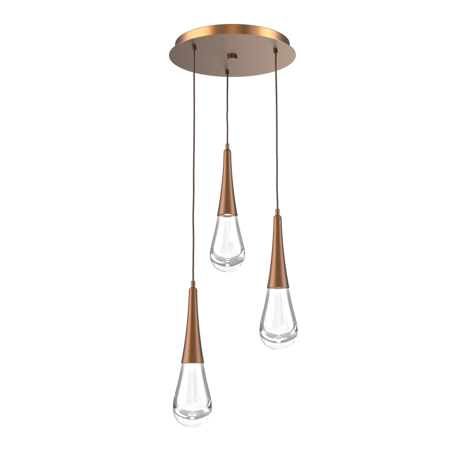 CHB0078-03-BB-Hammerton-Studio-Raindrop-3-light-round-pendant-chandelier-with-burnished-bronze-finish-and-clear-blown-glass-shades-and-LED-lamping